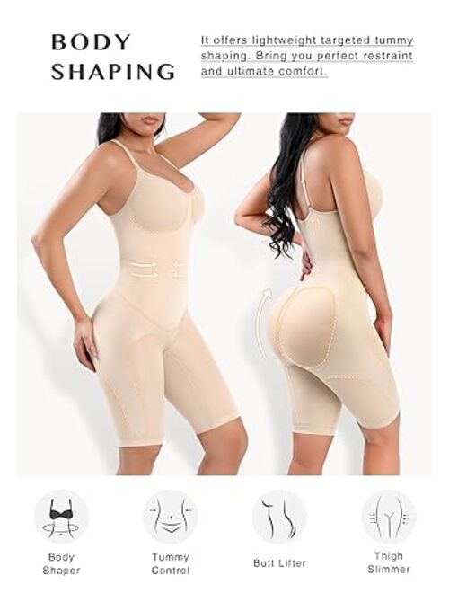 FeelinGirl Fajas Shapewear for Women Tummy Control Body Shaper Butt Lifter Thigh Slimmers Knee-Length Bodysuit
