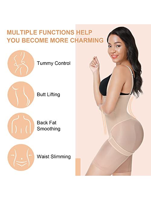 FeelinGirl Shapewear for Women Firm Triple Tummy Control Thong Shorts Faja Butt Lifter Invisible Body Shaper