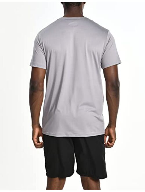 Comfneat Men's 4-Pack Athletic T-Shirt Quick Dry Crew Neck Undershirt Sweat-Absorbent Underclothing