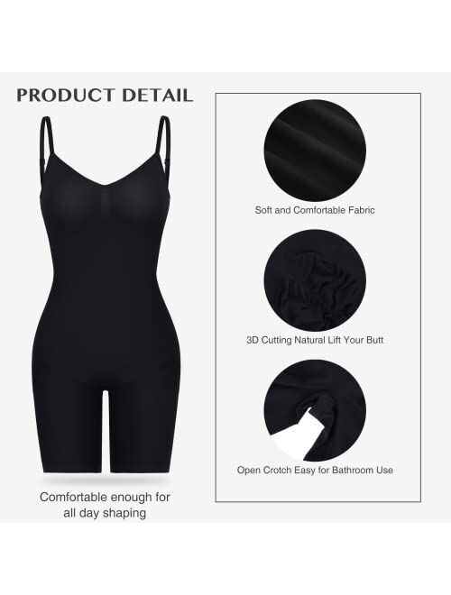 FeelinGirl Low Back Bodysuit for Women Tummy Control Shapewear Seamless Faja Body Sculpting Shaper