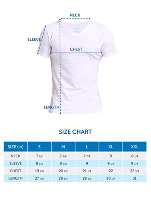 Comfneat Men's Cotton Blend Undershirts V-Neck Lightweight T-Shirts 4-Pack