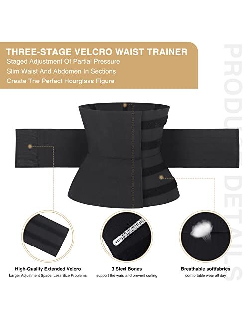 FeelinGirl Waist Trainer Wrap for Women Tummy Control 3 Segmented Sauna Belt Plus Size Body Shaper Fajas Colombianas