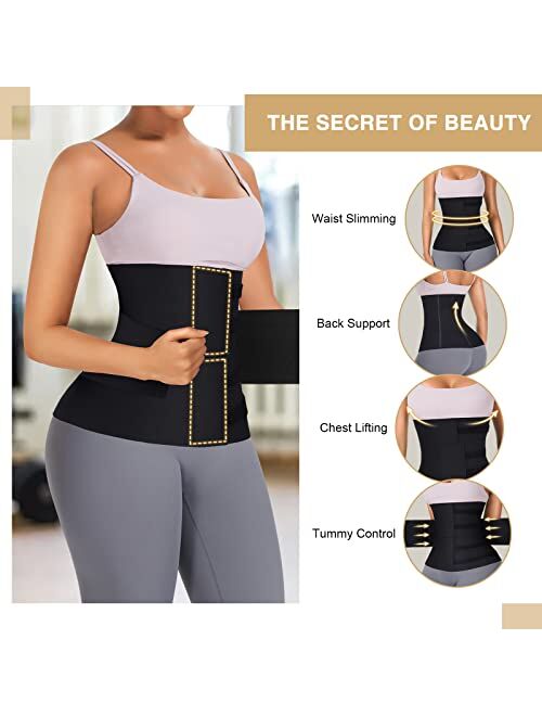 FeelinGirl Waist Trainer Wrap for Women Tummy Control 3 Segmented Sauna Belt Plus Size Body Shaper Fajas Colombianas
