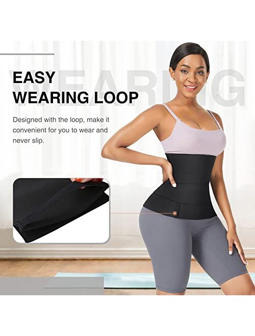 FeelinGirl Waist Trainer Wrap for Women Tummy Control Waist Shaper with Loop