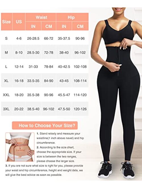 FeelinGirl High Waist Tummy Control Leggings for Women Waist Trainer Corset Compression Yoga Pants with Pockets