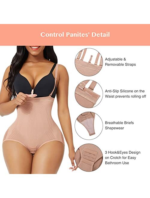 FeelinGirl Seamless Shapewear for Women Tummy Control Fajas Colombianas Compression Body Shaper Butt Lifter with Straps