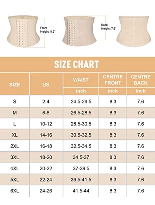 FeelinGirl Women Short Torso Latex Waist Trainer Corset Waist Trainer