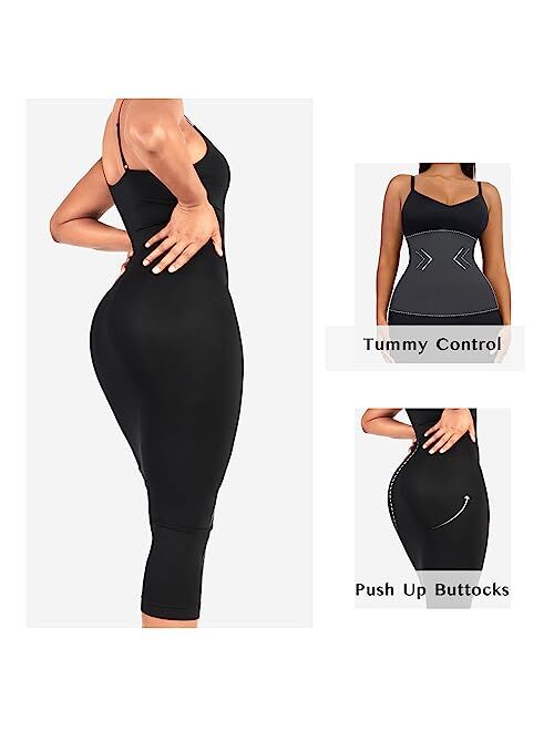 FeelinGirl Bodycon Dress for Women Slip Shapewear Dress Built in Bra Midi Maxi Tight Body Shaper Dress 2023