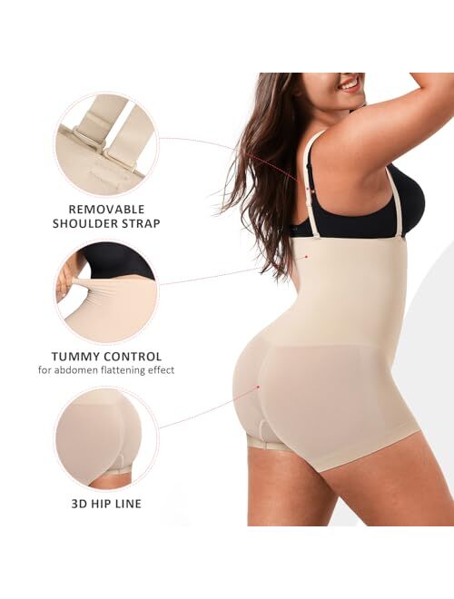FeelinGirl Tummy Control Shapewear for Women High Waisted Underwear Seamless Shapewear Shorts with Removable Straps