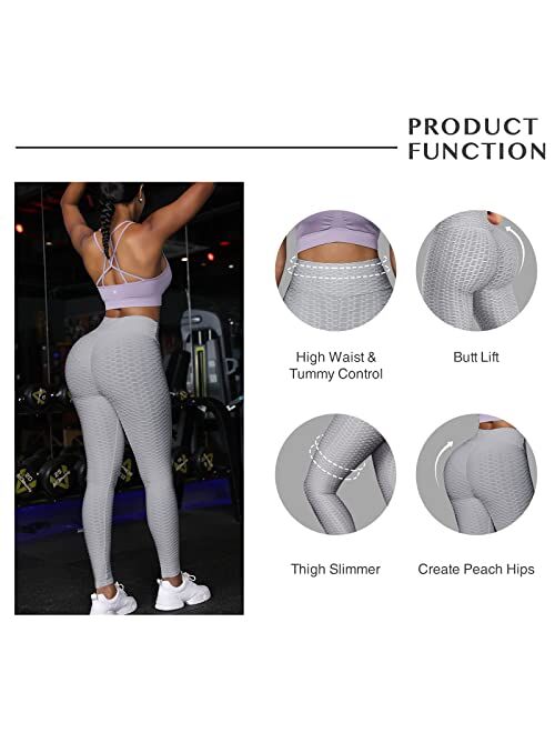 FeelinGirl Women's Butt Lifting Yoga Pants Workout Leggings High Waisted Pants Joggers Tights for Yoga Running