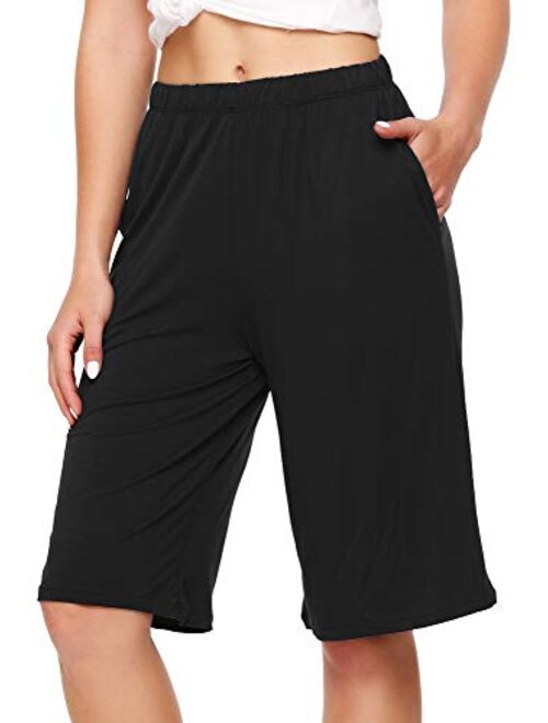 WiWi Bamboo Viscose Sleep Shorts for Women Soft Lounge Bottoms with Pockets Plus Size Lightweight Pajama Short Pants S-3X