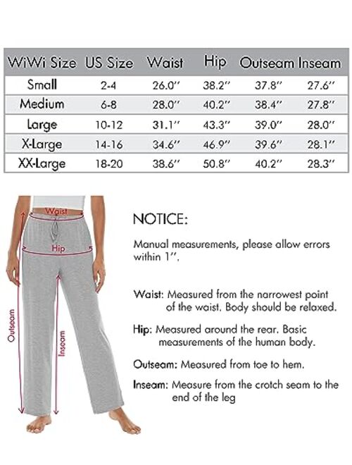 WiWi Bamboo Viscose Pajama Pants for Women Soft Sweatpants Casual Wide Leg Bottoms Drawstring Sleep Pant S-XXL