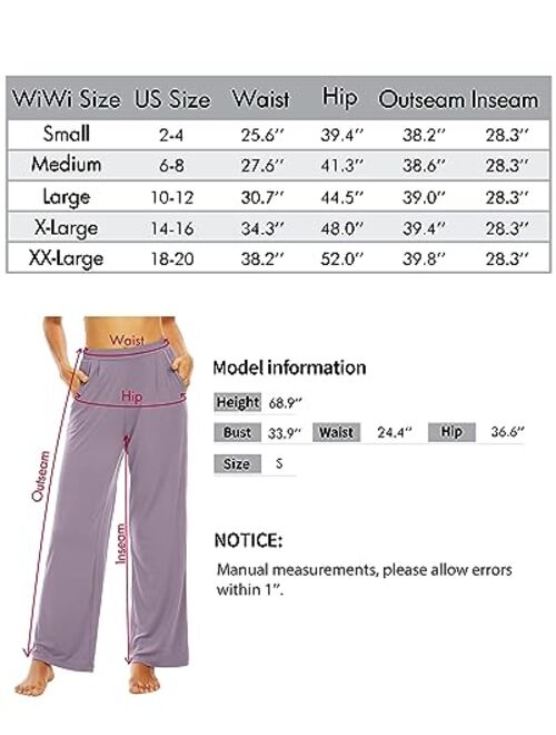 WiWi Bamboo Viscose Pants for Women Wide Leg Yoga Bottoms Loose Palazzo Sweatpants Pants with Pockets S-XXL