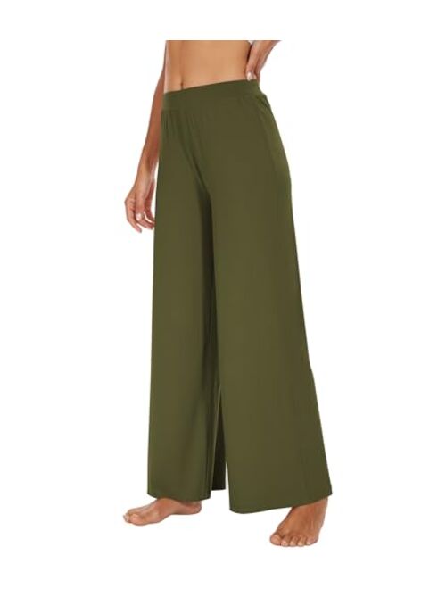 WiWi Women's Casual Loose Wide Leg Palazzo Pants Bamboo Viscose Yoga Sweatpants Comfy Lounge Pajama Bottoms S-XXL