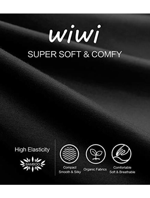 WiWi Women's Bamboo Viscose Pajamas Sets V-neck Pleated Front Sleepwear Soft Long Sleeve Knit Loungewear Set S-XXL