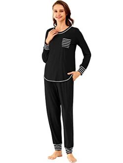 Bamboo Viscose Pajamas Set for Women Long Sleeve Sleepwear Soft Loungewear Pjs Jogger Pants Lounge Sets S-XXL