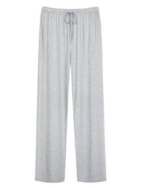 WiWi Mens Bamboo Viscose Pajama Pants Soft Lounge Bottoms Knit Big and Long Sweatpants Lightweight Sleep Pant Drawstring S-4X