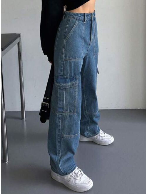 DAZY Flap Pocket Side Cargo Jeans