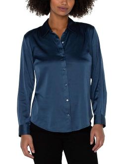 Liverpool Button Front Woven Blouse
