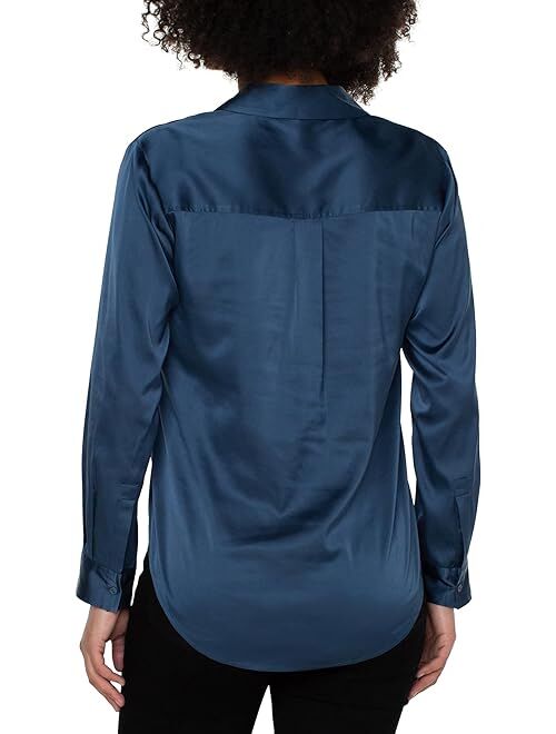 Liverpool Button Front Woven Blouse