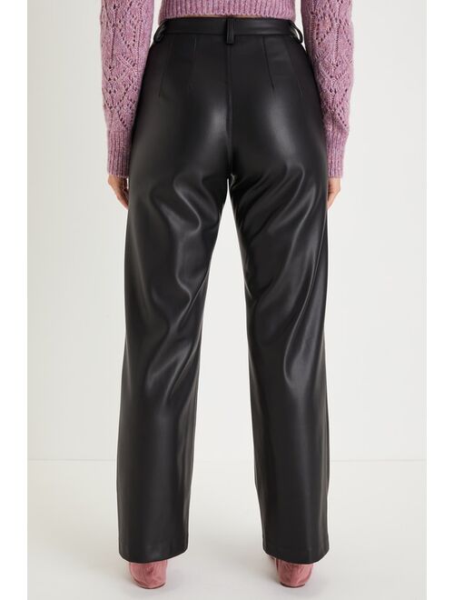 Lulus Cool Ambition Black Vegan Leather High-Rise Pants