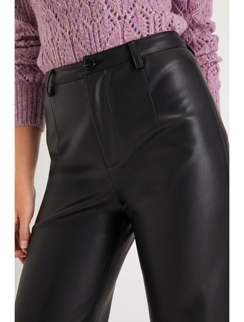Lulus Cool Ambition Black Vegan Leather High-Rise Pants