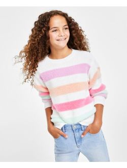 Big Girls Faux-Fur-Striped Sweater, Created for Macy's