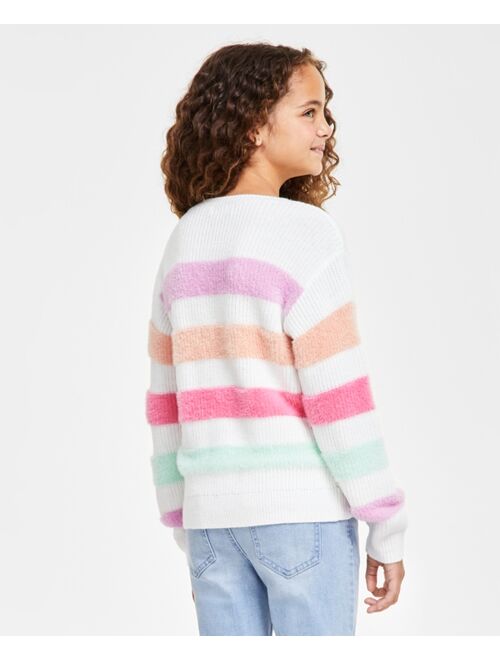 Epic Threads Big Girls Faux-Fur-Striped Sweater, Created for Macy's