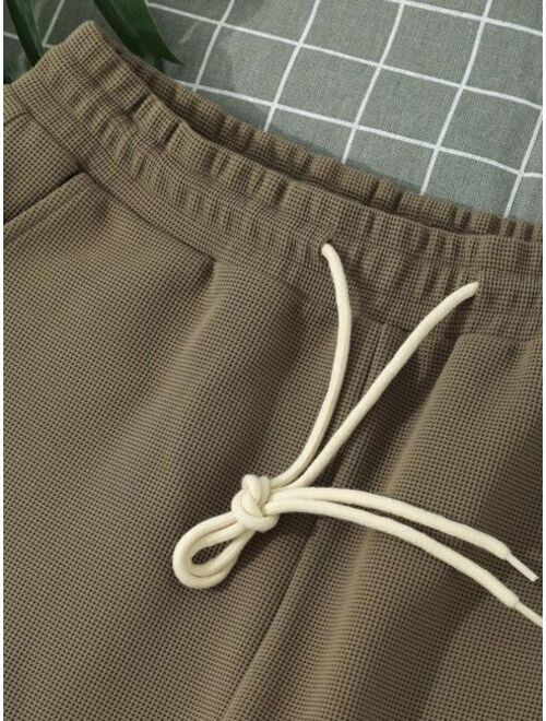 DAZY Men Letter Patched Detail Drawstring Waist Sweatpants