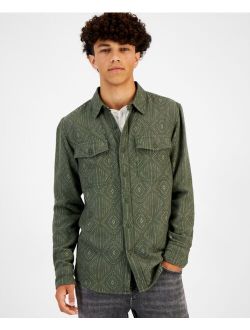Men's Henry Jacquard Geo Flannel Shirt, Created for Macy's