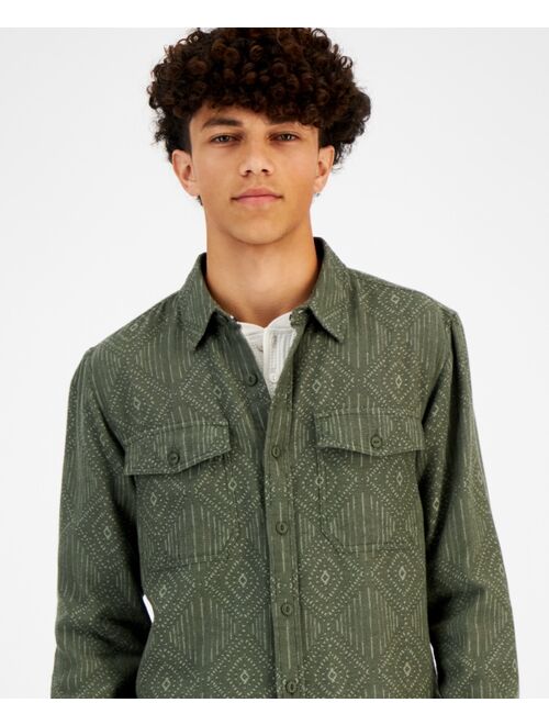 SUN + STONE Men's Henry Jacquard Geo Flannel Shirt, Created for Macy's