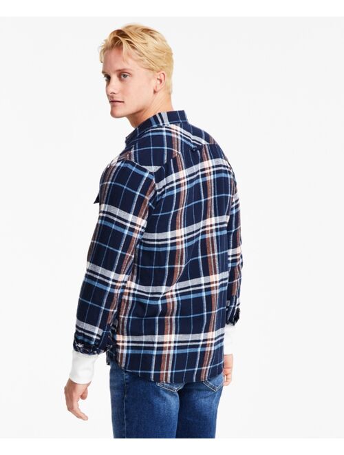 SUN + STONE Men's Phillip Plaid Flannel Shirt, Created for Macy's