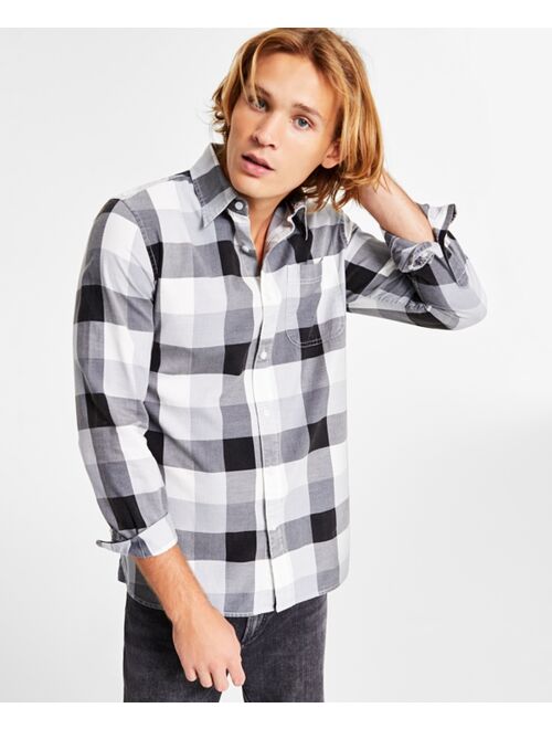 SUN + STONE Men's Burke Regular-Fit Plaid Button-Down Shirt, Created for Macy's