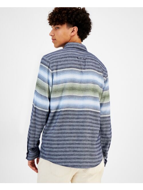 SUN + STONE Men's Edward Jacquard Striped Flannel Shirt, Created for Macy's