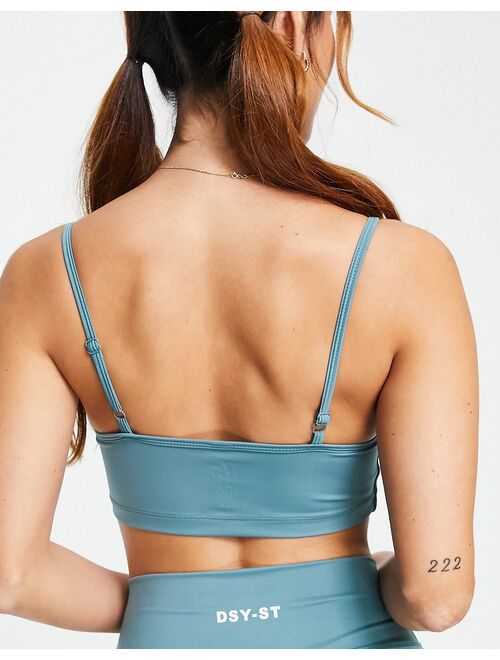 Daisy Street Active light support sports bra in blue