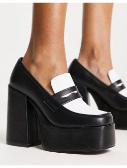 Exclusive platform heeled loafers in monochrome