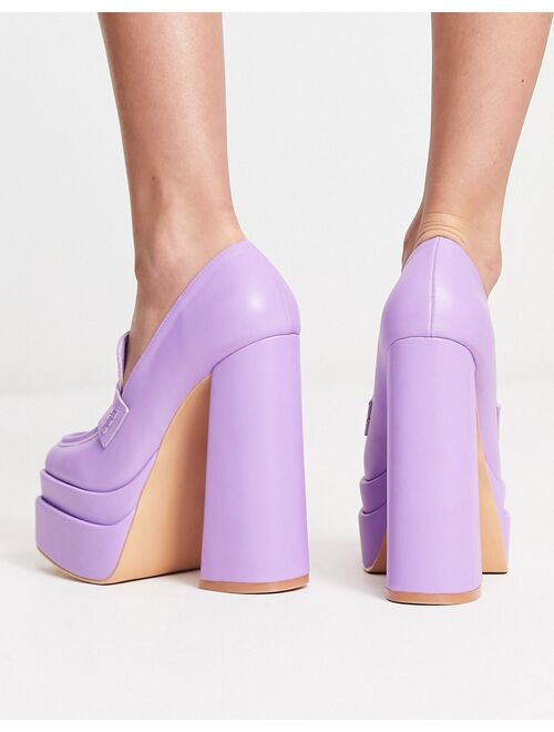 Daisy Street Exclusive double platform heeled loafers in purple
