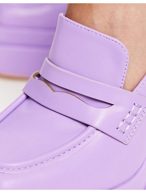 Daisy Street Exclusive double platform heeled loafers in purple