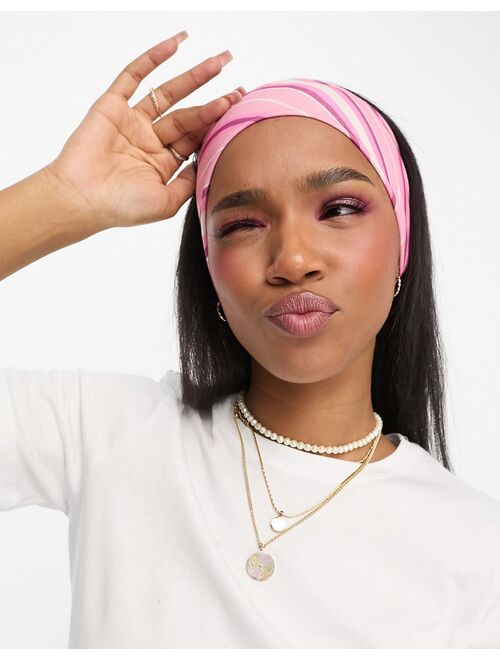 Daisy Street x Chloe Davie wide jersey headband in pink stripe print