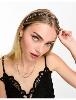 jeweled hairband in black and gold