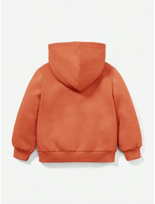 SHEIN Kids EVRYDAY Young Boy Antler Letter Graphic Hoodie