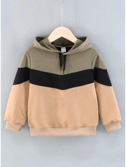 Young Boy Colorblock Drawstring Hoodie