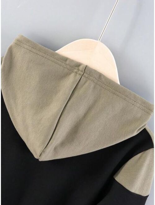 Young Boy Colorblock Drawstring Hoodie