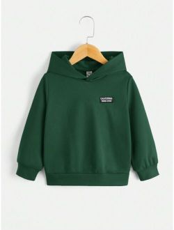 SHEIN Kids EVRYDAY Young Boy Patch Detail Hoodie