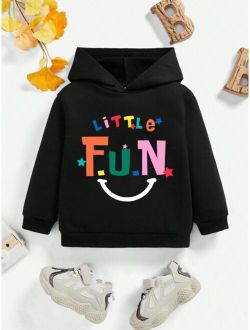 Young Boy Letter Graphic Thermal Hoodie