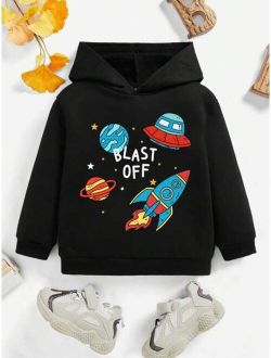 Young Boys Planet Slogan Graphic Hoodie