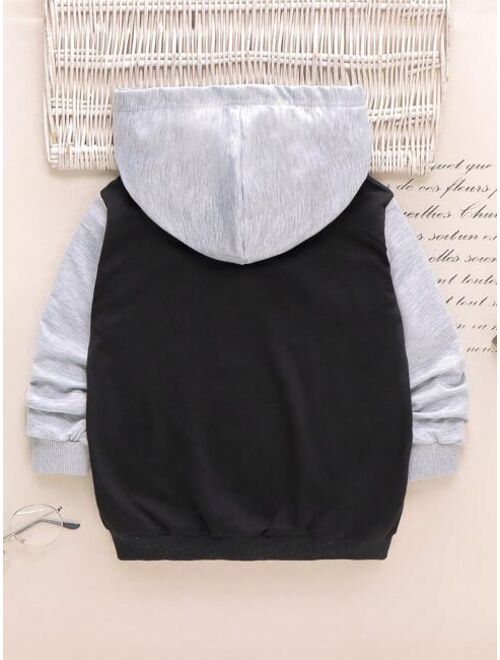 SHEIN Kids EVRYDAY Young Boy Colorblock Zip Up Hoodie