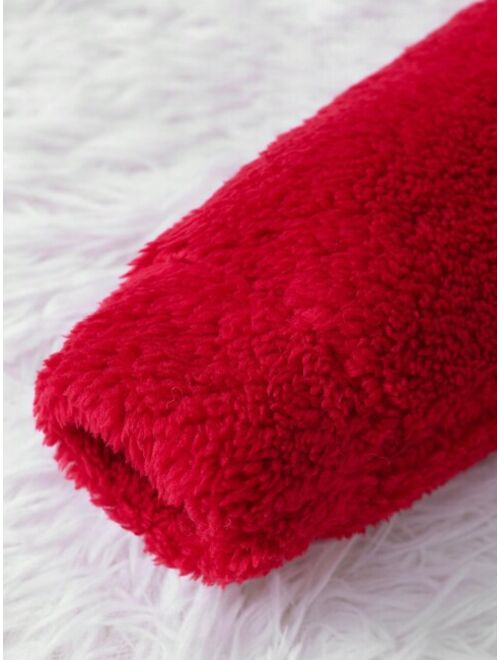 SHEIN Young Boy Cartoon Embroidery Raglan Sleeve Teddy Hoodie