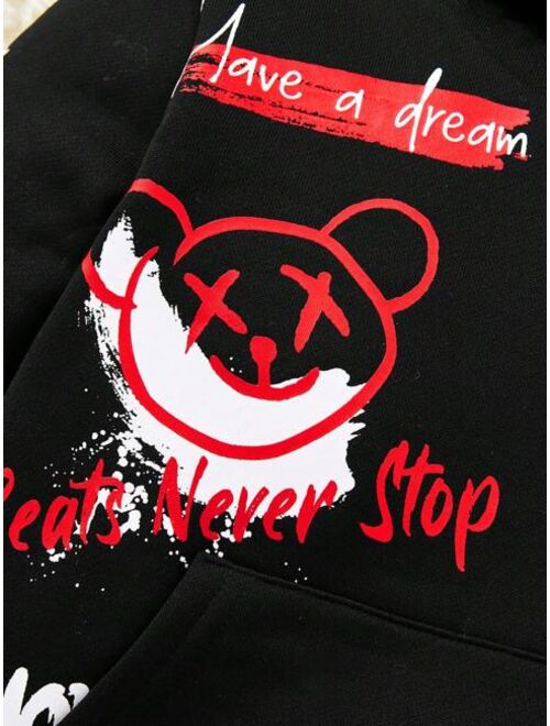 SHEIN Kids HYPEME Young Boy Cartoon Letter Graphic Hoodie