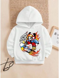 Young Boy Cartoon Letter Graphic Hoodie